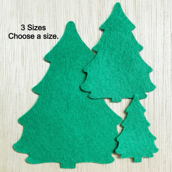 Felt trees, choose size, die cut, small, medium precut shapes, tree cut outs, scrapbook card making, Christmas evergreen patch, large tree