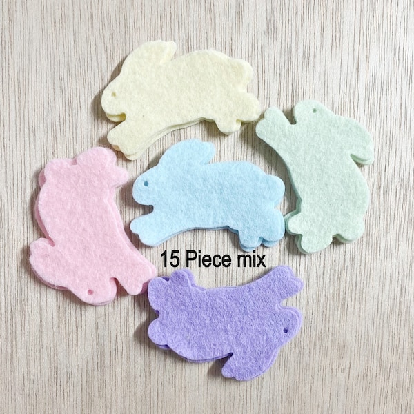 15 Felt bunny mix, pastel, Easter, die cut bunnies, cut out shapes, crafts, holiday embellishment, rabbit, wool blend felt, B37