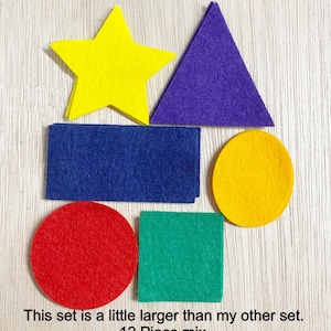 Felt shapes, shapes for memory book, felt shapes for kids, shapes for learning and school, toys & games, primary colors, 12 pieces, F432L