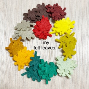 Tiny felt oak leaf mix, die cut shapes, 44 mix, 3/4&#39;&#39; x 1-1/16 inch, foliage, green leaf, embellishment, most wool blend felt,  L37