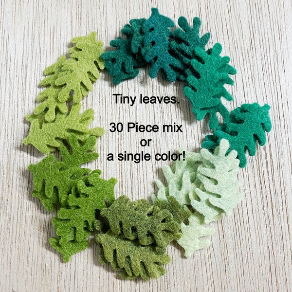 VERY SMALL felt fern leaves, foliage, leaf embellishment, tiny, die cut leaf, wool blend, ready to ship, L26S