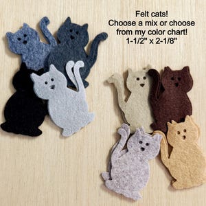 Felt Cat Die Cuts, Wool Blend Cats, Craft Supply (8 pc)