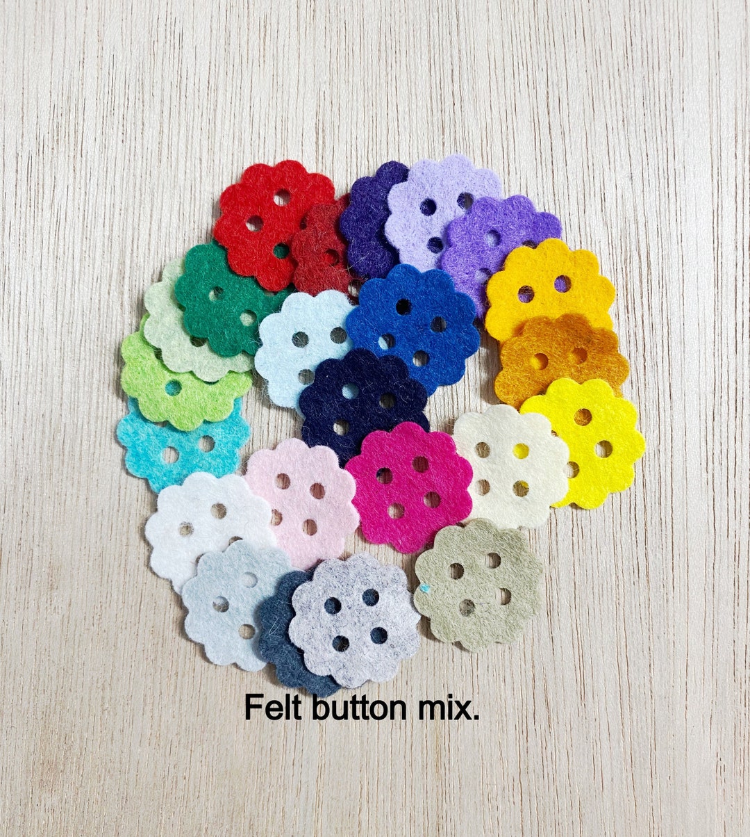 23 Felt Button Mix, READY TO SHIP Mix, 1'', Die Cut, Wool Blend ...