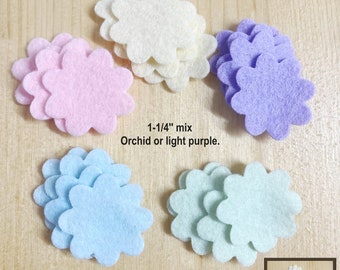 1-1/4'' Felt flower die cut mix, pastel colors, wool blend felt holiday embellishment sewing & fiber, applique patch, 30 pieces, FL9