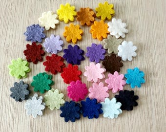 Tiny Felt Flower Mix, Craft Appliques, Quilting Supplies (3/4 inch) FL21