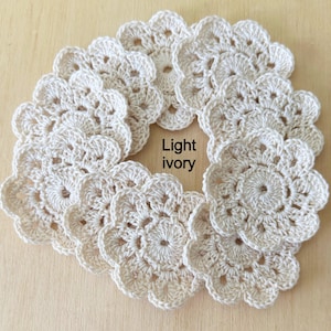 Crochet doilies, THICK cotton thread, light ivory doily, craft supplies, handmade, 3 inches or a shade over