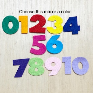 12 Felt numbers, 1-1/4&#39;&#39; tall, wool blend, school preschool learning costume memory book, sewing, felt board, wool blend, 0-10