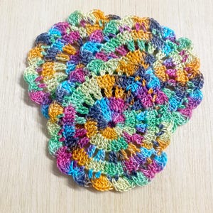 Crochet doily, handmade, 3-1/4&#39;&#39; round doily, multicolor doily, dollhouse, doily applique,