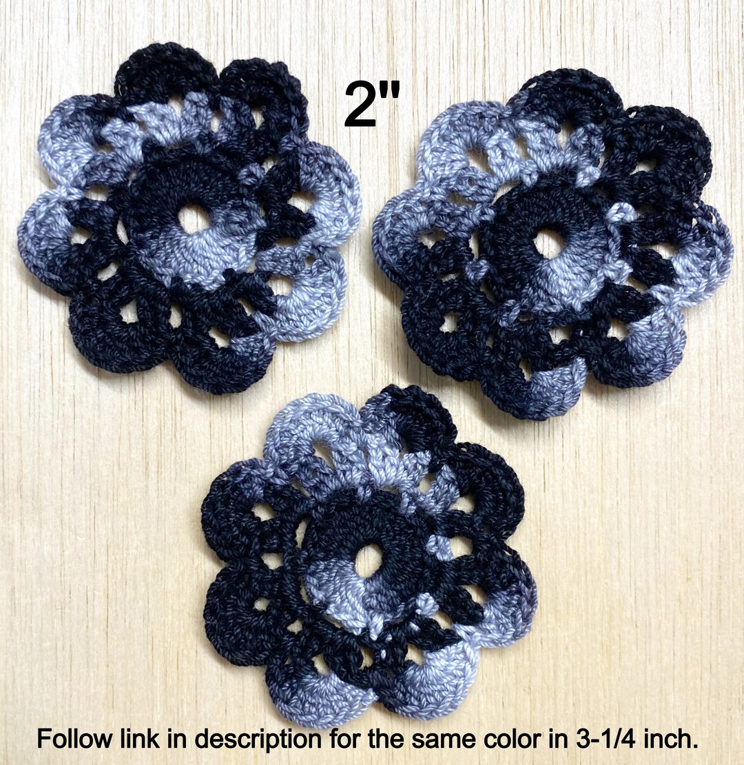5 Black Doilies, 2'' Mini Doily, Black, Grey Multicolor Doily, Cotton ...