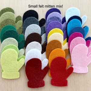 Felt mitten mix, SMALL, Christmas, craft supplies, felt cut outs, gloves, 31 or 62 set