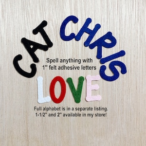 1'' Felt letters, small, ADHESIVE BACK letters for stocking, sticky back letters, scrapbook, bible verse, letters for names, peel & stick