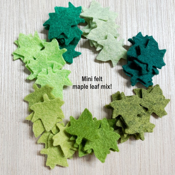 28 Felt maple leaves, TINY, mix, or a single color, crafts die cut, sewing & needlecraft, quilting notion, 7/8'' x 7/8 inch, L40