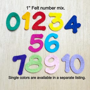 Felt numbers, small felt number mix, See description for size, wool blend, school, preschool, memory book, sewing, felt board, 0-10