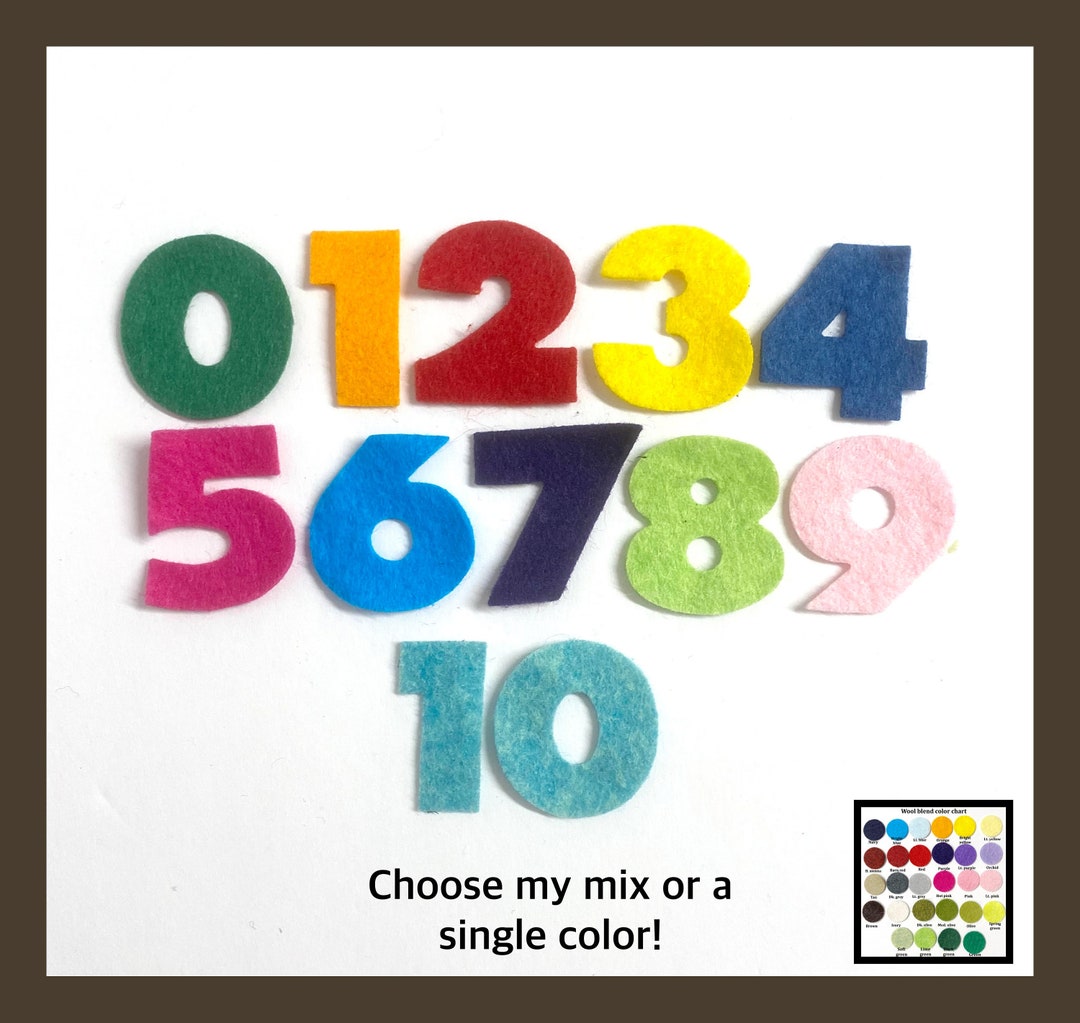 12 Felt Numbers, 11/4'' Tall, Wool Blend, School Preschool Learning