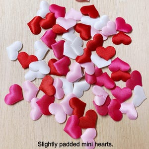 Mini satin hearts, slightly padded hearts, silky hearts, hearts for sewing, scrapbooking, 15*20mm, 5/8''wide x 3/4'' tall, H56