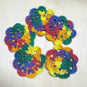 Crochet doily, 2-1/4 inch, round coaster, 100% cotton thread, mini doilies, handmade, handmade, NOT spool doilies, multicolor doily, C41