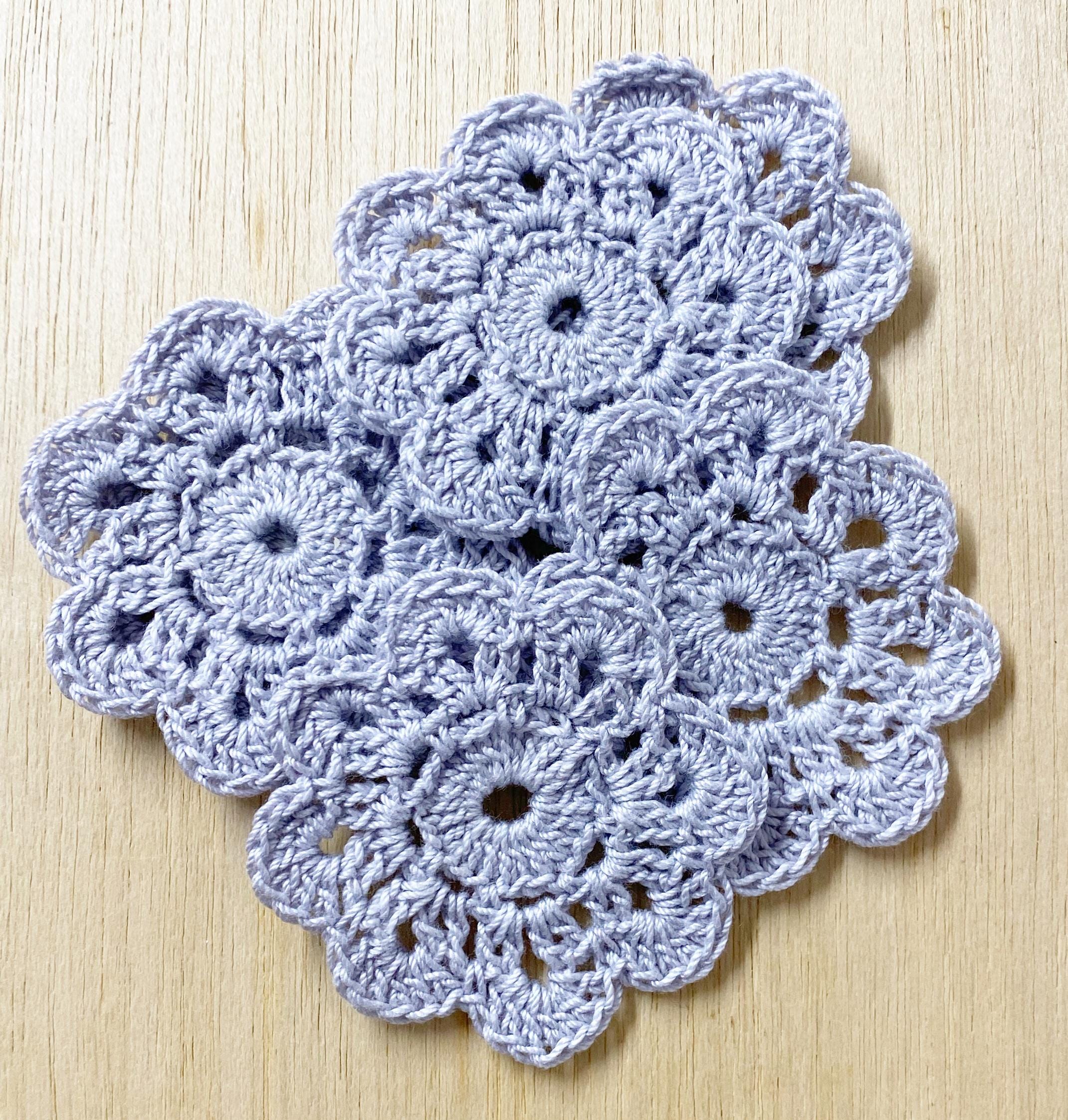 Grey Crocheted Doilies, 2-1/4'' Mini Doily, Light Grey, Cotton Thread ...