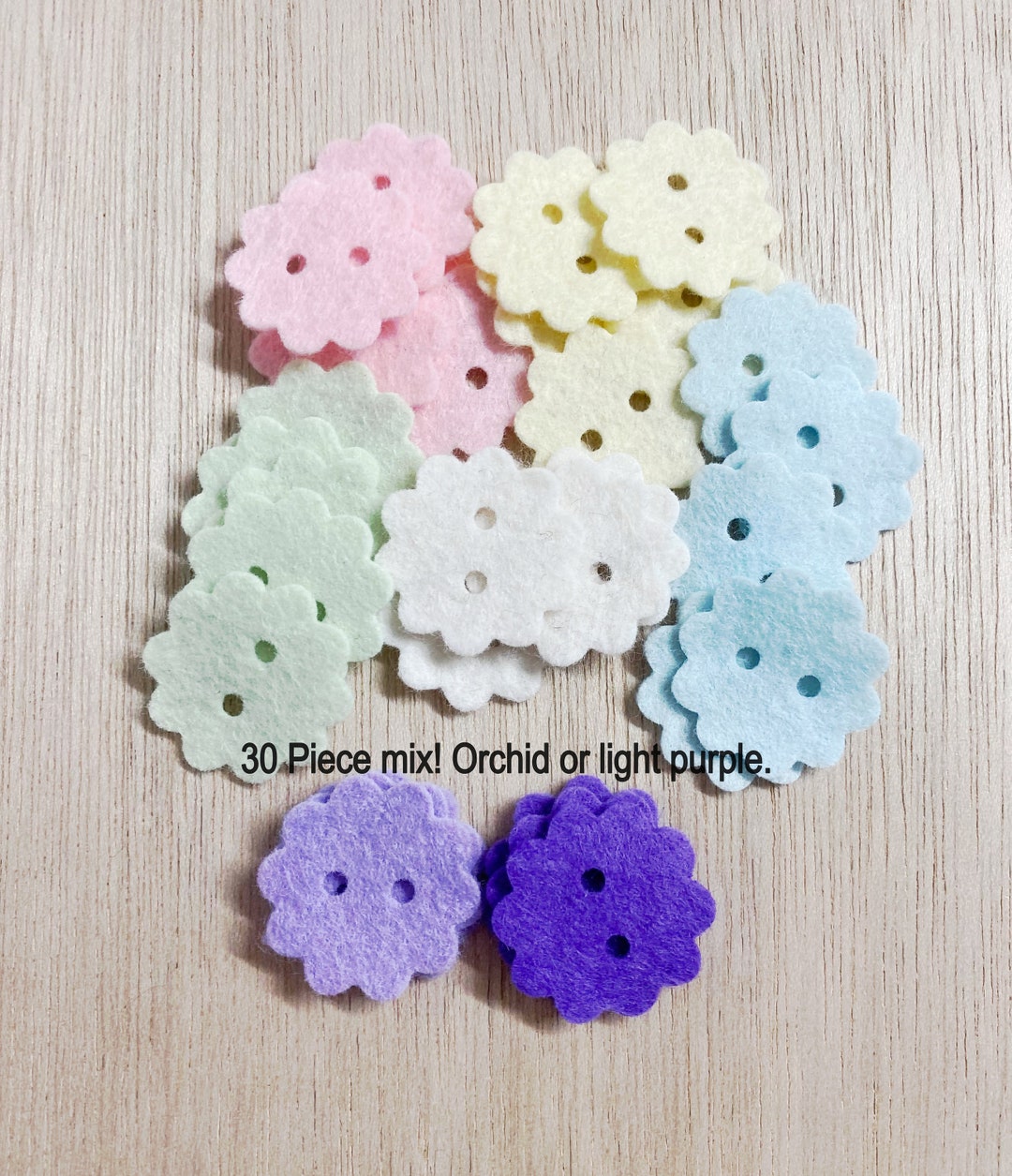 30 Felt Buttons, READY TO SHIP! Mix, 1'', Die Cut, Wool Blend, Quilting ...