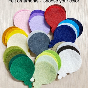 10 Felt ornament, die cut shapes, Christmas, scrapbook, card making, craft supplies, baby shower, balloon