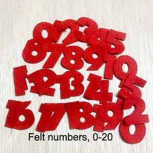 Felt numbers, 1-1/4&#39;&#39; tall, wool blend, school preschool learning costume memory book, sewing, felt board, wool blend, 0-20