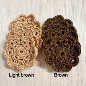 2-3/4&#39;&#39; Brown doily, READY to SHIP, crochet, THICK 100% cotton thread,  craft supplies, doily for quilts,  handmade doilies, 2 or 4 piece