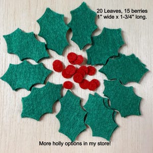 Felt Holly Leaves and Berries, Holiday Craft Supplies