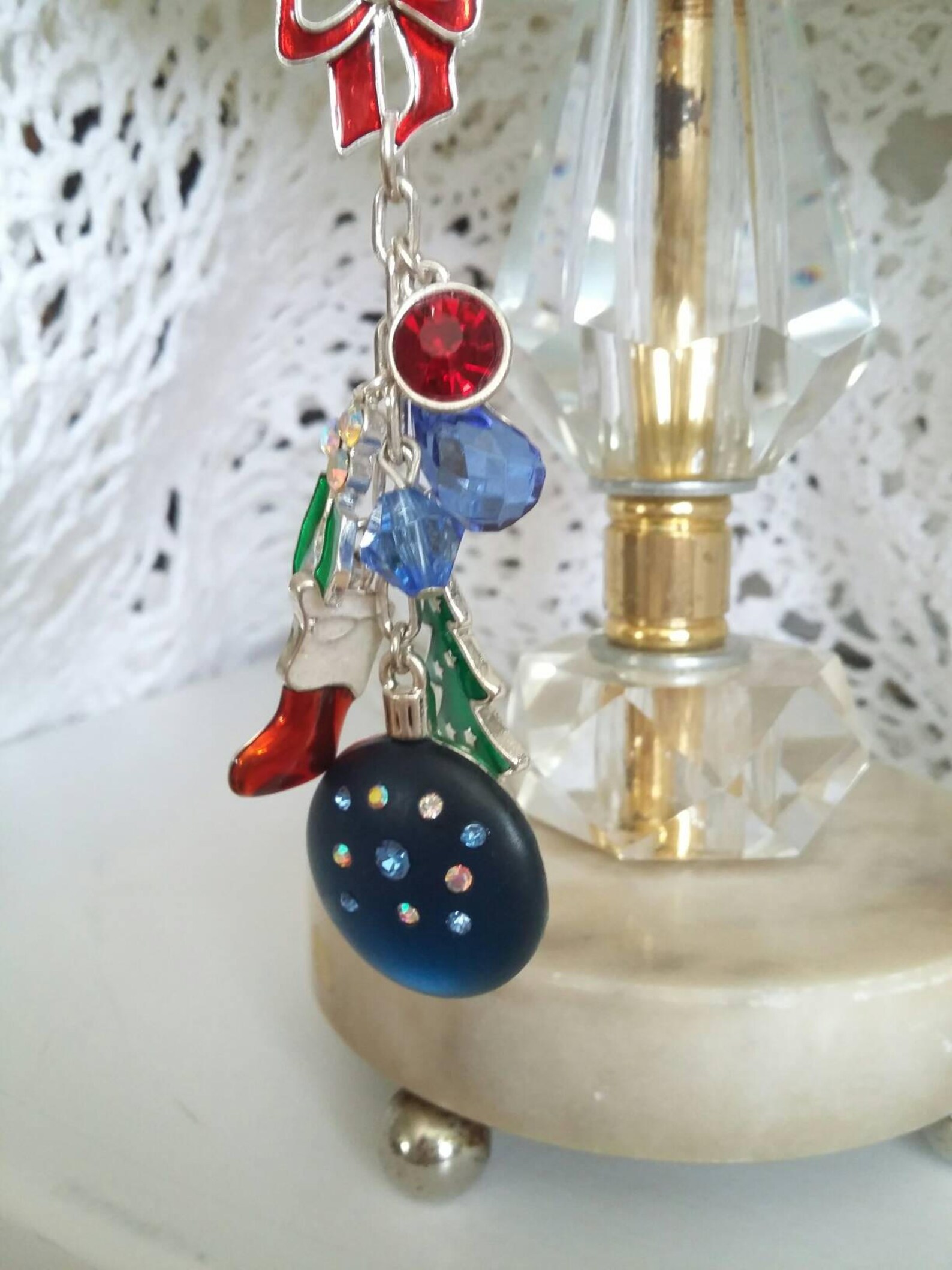 Vintage Christmas charm necklace Etsy