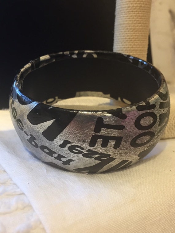 Newspaper Print Vintage Bangle Bracelet