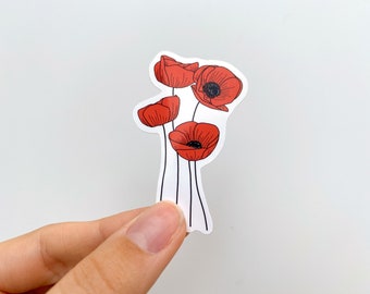 August Birth Month Flower Sticker | Water Bottle Sticker | Flower Laptop Sticker | Kindle Sticker | Poppy Flower Sticker | August Sticker