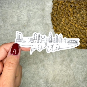 Porto Portugal Skyline Sticker | Porto Cityscape Sticker | Vinyl Sticker | Sticker Water Bottle | Sticker Laptop | Kindle Sticker