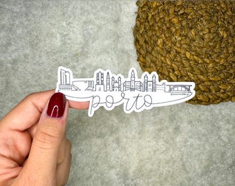 Porto Portugal Skyline Sticker | Porto Cityscape Sticker | Vinyl Sticker | Sticker Water Bottle | Sticker Laptop | Kindle Sticker