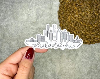 Klistermärke med Philadelphias silhuett | Klistermärke med Philadelphias stadsbild | Vinylklistermärke | Klistermärke för vattenflaska | Laptopklistermärke | Kindle-klistermärke