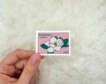Sticker met stempel Louisiana magnolia | Kindle-sticker | Waterflesstickers | Laptopsticker | Staatssticker | Sticker Louisiana | Staatsbloem