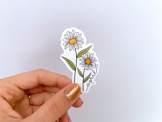 Buy April Birth Month Flower Sticker W/ MONTH LETTERING Flower Stickers for  Water Bottle Flower Stickers for Laptop Daisy Flower Sticker Online in  India 