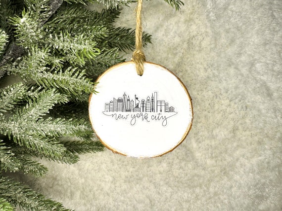 Ornament - Charlotte NC Skyline - Raw Wood Ornament Ornament - Charlotte NC Skyline - Raw Wood Ornament