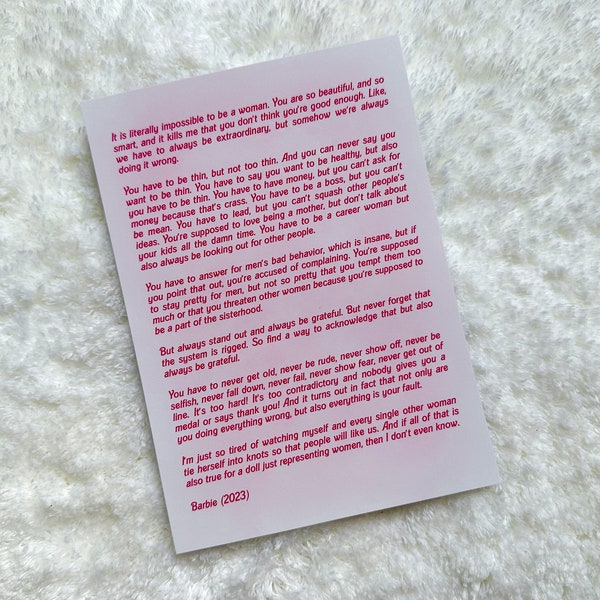 Barbie Monologue America Ferrera - Etsy