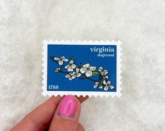Virginia Dogwoods Stamp Sticker | Kindle Sticker | Waterbottle Stickers | Stickers Laptop | State Sticker | Virginia Sticker | State Flower