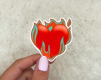 Flaming Heart Sticker | Orange Heart Sticker | Showgirl Sticker | Vinyl Sticker | Sticker for WaterBottle | Laptop Sticker | Kindle Sticker