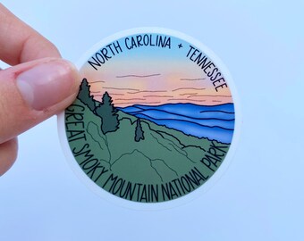 Pegatina del Parque Nacional de las Grandes Montañas Humeantes / Pegatina para Kindle / Pegatina estética / Pegatina para botella de agua / Pegatina para parques nacionales / Pegatina para ordenador portátil