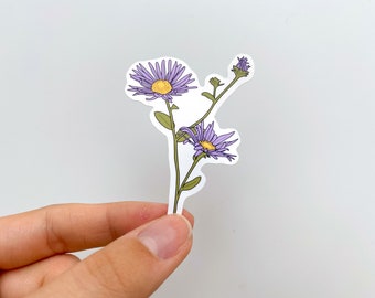 September Birth Month Flower Sticker | Water Bottle Sticker | Laptop Sticker | Kindle Sticker | Aster Flower Sticker| September Sticker