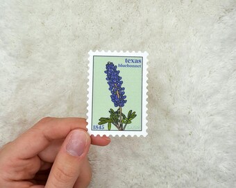 Texas Bluebonnet Stamp Sticker | Kindle Sticker | Bottle Stickers | Laptop Sticker | State Sticker | Texas Sticker | State Flower