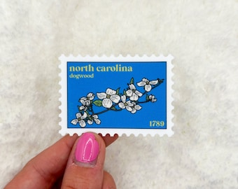 North Carolina Dogwoods Stamp Sticker | Kindle Sticker | Waterbottle Sticker | Stickers Laptop | State Sticker | North Carolina Sticker