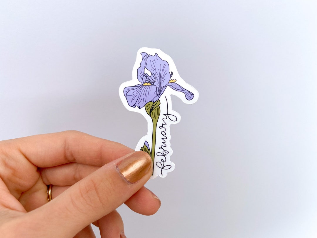 February Birth Month Flower Sticker W/ CUSTOM LETTERING | Water Bottle ...