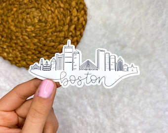 Pegatina del horizonte de Boston / Pegatina del paisaje urbano de Boston / Pegatina de vinilo / Pegatina para botella de agua / Pegatina para portátil / Pegatina para Kindle
