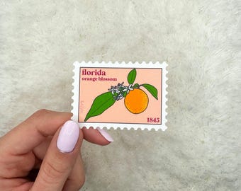 Florida Orange Blossom Stamp Sticker | Kindle Sticker | Bottle Stickers | Laptop Sticker | State Sticker | Florida Sticker | State Flower