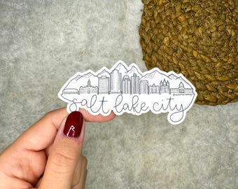 Salt Lake City Skyline Sticker | Salt Lake Cityscape Sticker | Vinyl Sticker | Sticker for WaterBottle | Sticker for Laptop | Kindle Sticker