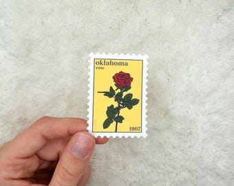 Pegatina de la rosa de Oklahoma / Pegatina para Kindle / Pegatina para botella / Pegatina para portátil / Pegatina del estado / Pegatina de Oklahoma / Flor del estado