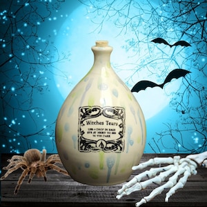 Potion Bottle, Witches Tears, Ceramic Magic Potion Bottle, Halloween decoration, Functional Bottle, Lge 1 Litre, Witches Potion, Apothecary