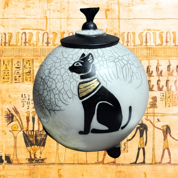 Bastet, Raku Cremation Urn, Unique Urn, Handmade Pottery, Egypt, Ancient Egypt, Egyptian Urn, Cat, Mother's Day, Pottery, Handmade Art