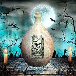 Potion Bottle, Bat Eyes, Ceramic Magic Potion Bottle, Halloween decoration, Functional Bottle, Large over 1 litre capacity, Witches Potion.